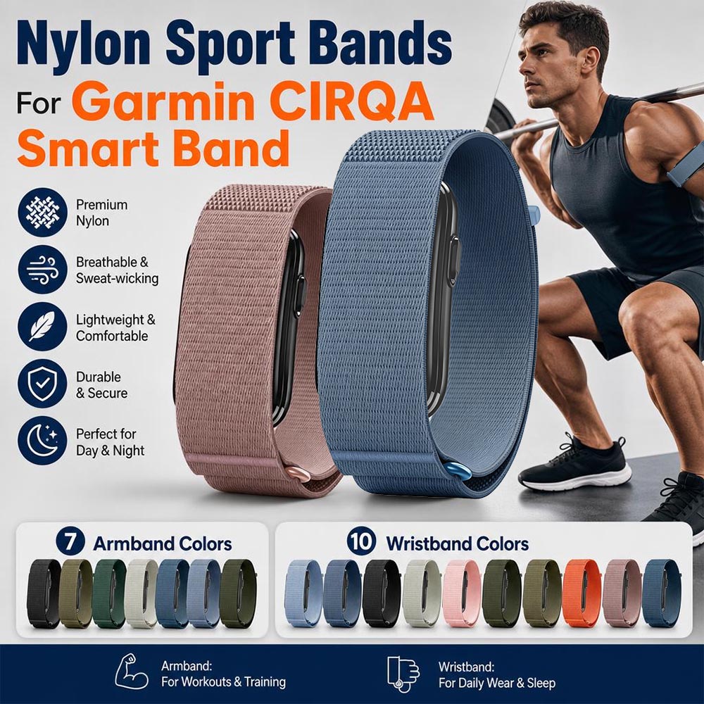 Resistance Bands Set With Handles - Premium Woven Nylon Bicep for Garmin
