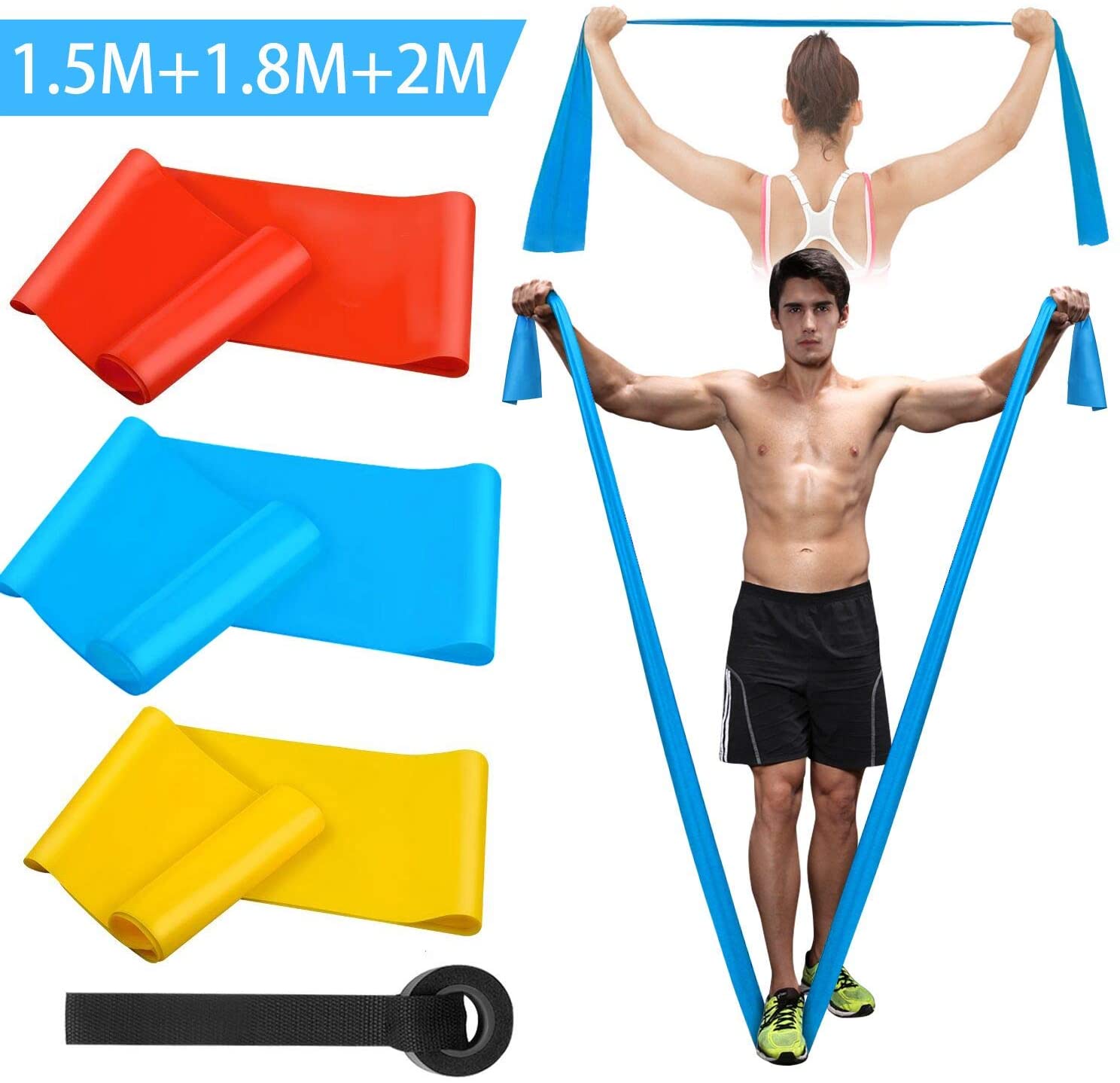 Elastic Fitness Bands 3Pcs Res - Pilates Bar Kit With Resistance Bands recension och pris
