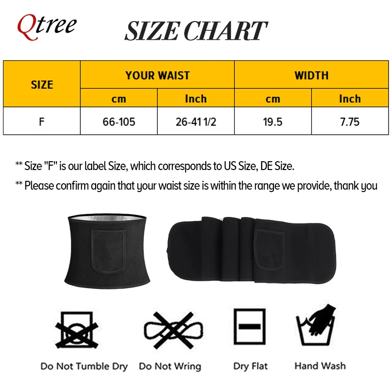 Qtree Waist Cincher Body Shape - Sweat Waist Trainer Belt Neoprene recension och pris