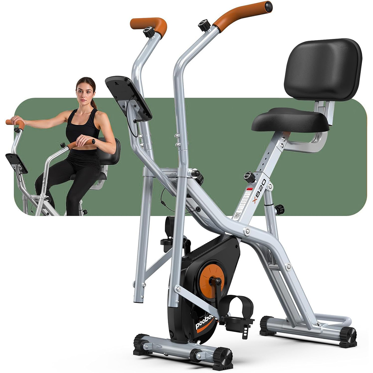Pooboo Foldable 2-in-1 Exercis - Exercise Bike Magnetic Resistance recension och pris