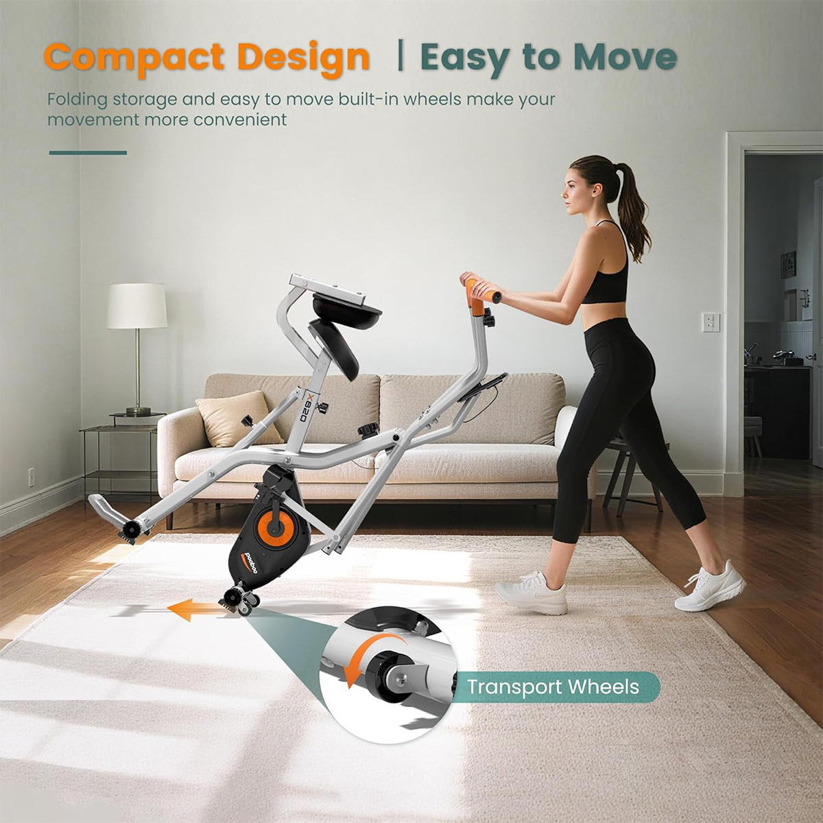 Pooboo Foldable 2-in-1 Exercis - Exercise Bike Magnetic Resistance recension och pris